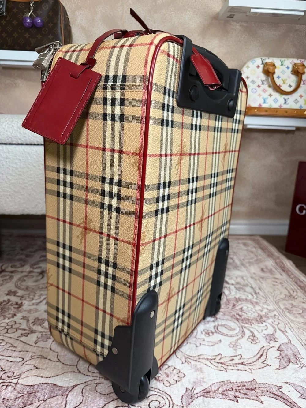 Burberry Classic Checkered Carry-On with Red Trim